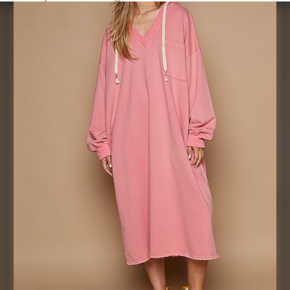 New POL HOODIE LOUNGE DRESS ROSE 🌹26.5 PTP